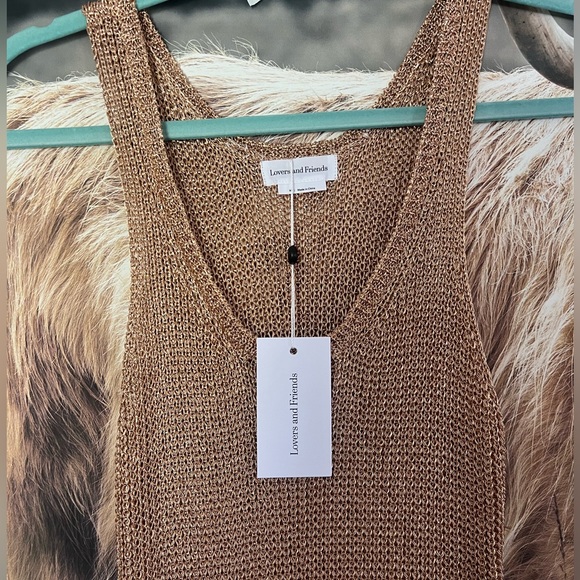 NWT Revolve Lovers and Friends Fiona Rose Gold Mesh Dress - Picture 3 of 7